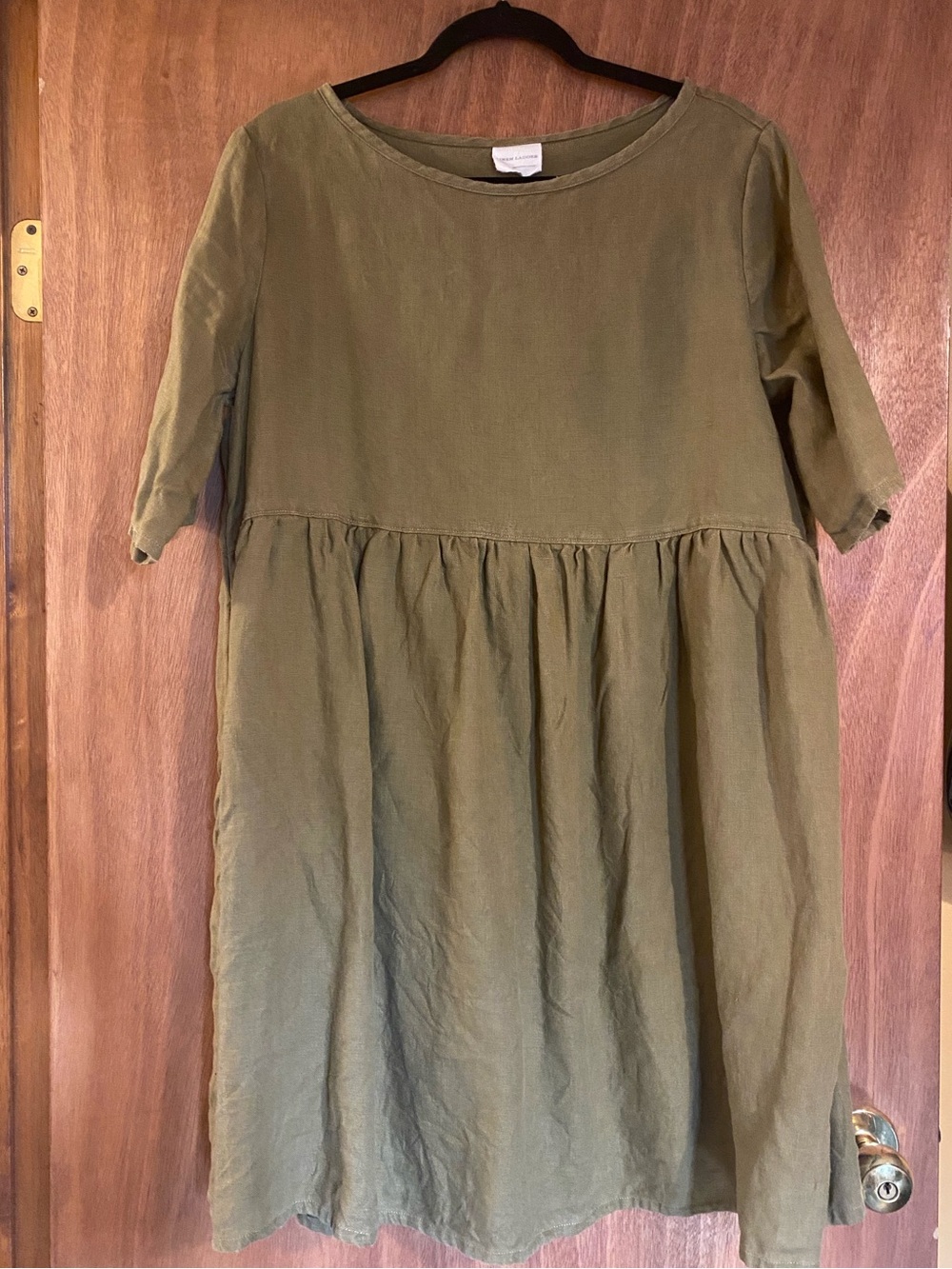 Olive Green Linen Babydoll Dress
